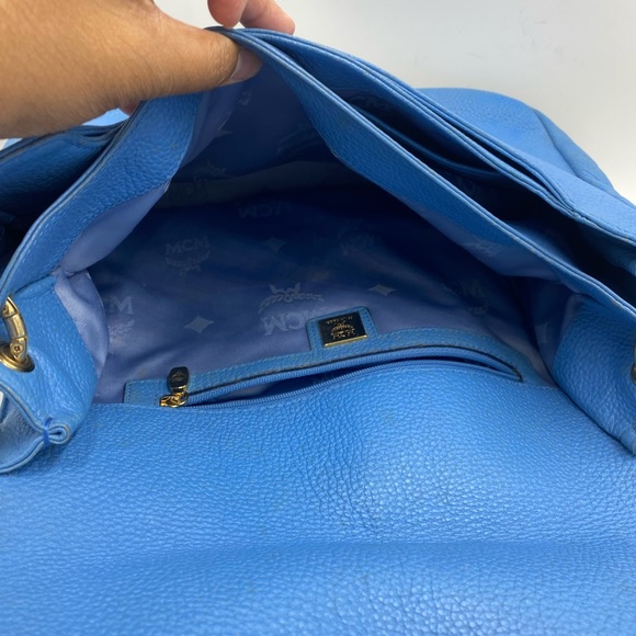MCM Leather Pebbled Blue Two way bag - Picture 5 of 8
